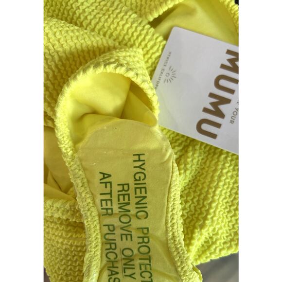 Show Me Your Mumu Sail Bikini Bottom in Highlighter Yellow L NWT - Picture 7 of 8